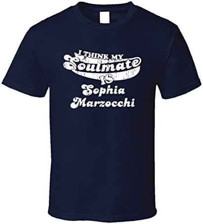 Think My Soulmate is Sophia Marzocchi Funny Actress Worn Look T Shirt S Navy