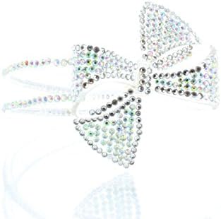Bling Bling! Ribbon - Clear Bow Headband with Irodescent & Clear Rhinestones - Crystals. Perfect for Women, Teens & Girls, Bling Bling Hair Accessory
