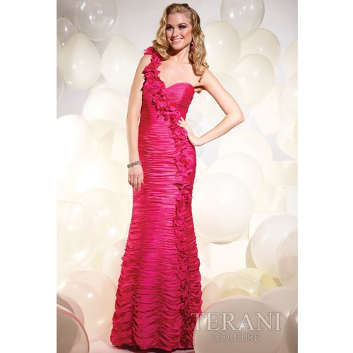 Terani Couture Junior Girls Size 2-16 Fuchsia Ruffle Formal Gown
