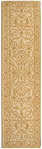 Safavieh Chelsea Collection HK11P Hand-Hooked Ivory and Gold Wool Area Runner, 2-Feet 6-Inch by 8-Feet