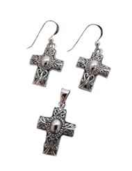 the grace eboutique Cross dangle Earring and Pendant Swirl Jewelry Set