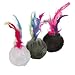 3 x Catnip Plush Balls with Bell and Feather, Cat Toy, � 4 cm