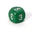 Chessex Opaque 16mm Dice, Averaging d6 (2-3-3-4-4-5) Green with white