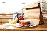 IMAGE OF Wallmonkeys Peel and Stick Wall Graphic - Healthy School Lunch with Brown Bag - 48