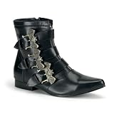 BROGUE-07, Mens Ankle Boot With Dirty Silver Bat Buckles by Demonia by Demonia
