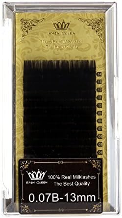 RAIN QUEEN Natural Eyelash Extension Mink B Curl Lashes 0.07*13mm 1 Size 1 Tray