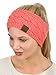 C.C Soft Stretch Winter Warm Cable Knit Fuzzy Lined Ear Warmer Headband, Coral