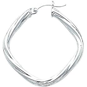 White-gold Twisted Hoop Earrings Ear Jewelry New AG