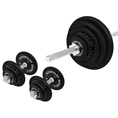 Guss Hantel-Set 99,5Kg (1 x Langhantelstange 168cm, 2 x Kurzhantelstange 35cm, 4x1,25, 4x2,5, 4x5, 2x10 und 2x15Kg Hantelscheiben) Gewichte Kurzhanteln Langhantelstange Scheiben
