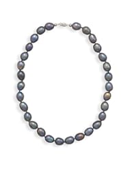 Genuine Elegante Necklace. 16" 9-10mm Cultured Freshwater Peacock Pearl Necklace with 14K White Gold Filigree Clasp. 100% Satisfaction Guaranteed.