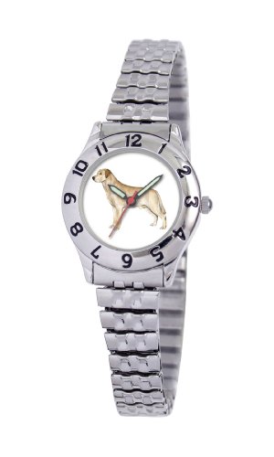 American Kennel Club Women's D1639S244 Yellow Labrador Retriever Silver-Tone Expansion Band Watch