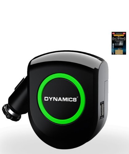 Premium Hybrid Compact 2-in-1 2-Port USB Foldable Car/ Vehicle/ DC and Wall/ AC/ Travel Charger Adapter (2.1A) for Ican 10″ Tablet ( Black ) + Cellphone Antenna Booster