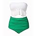 High Waist Bikini, Wearlizer Two Piece Summer Swimwear, Bathing Suit White and Green