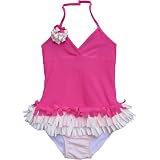 Isobella & Cloe Swimwear. One piece girl's bathingsuit Tahiti. Fuchsia. (4T-8)