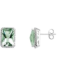 14K White Gold Prasiolite and Diamond Earrings -- LIFETIME WARRANTY