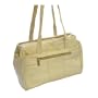 Genuine Leather Womens Handbag w/ Cell Phone Pocket (551-Beige)