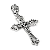 Cutout Marcasite Sterling Silver Cross Pendant