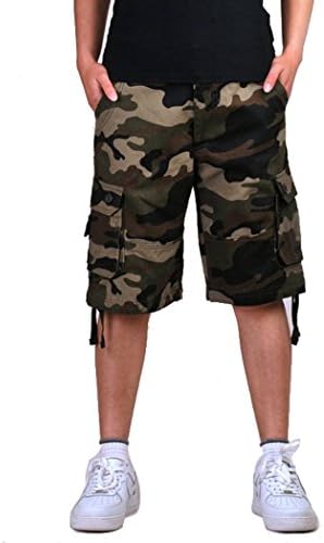 Donyan Men's Green Cotton Baggy Camousflage Crageo Shorts 34
