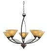 5 Light Chandelier In Aged Bronze And Tea Swirl Glass