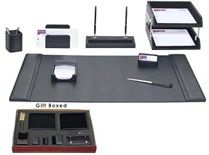 Black Genuine Italian Leather Executive 10 Piece Gift Set
