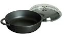 Staub Honeycomb Saute Pan, 2.5 Quart, 9 3/8 Inch, Glass Lid, Black Matte