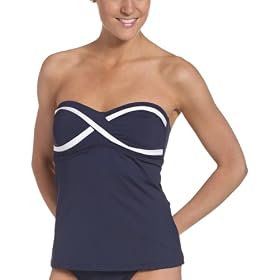 Buy Anne Cole Ladies Nantucket Contrast Binding Bandeau Tankini Top by Anne Cole
