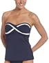 Anne Cole Women's Nantucket Contrast Binding Bandeau Tankini Top,Navy,X-Small