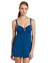 Speedo Womens Solid Piped Swim Dress Swimsuit