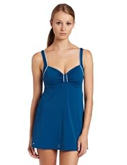 Speedo Womens Solid Piped Swim Dress Swimsuit