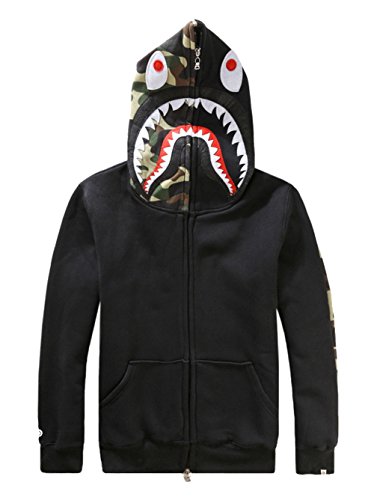 CLJJ7 Men's Shark Printed Hooded Sweatshirt