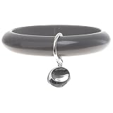 Gray Resin Bangle Bracelet with Sterling Silver Abstract Circle Charm Drop
