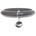 Gray Resin Bangle Bracelet with Sterling Silver Abstract Circle Charm Drop