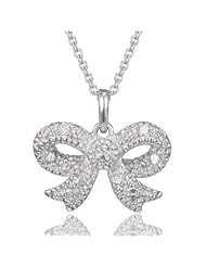 Sterling Silver and Cubic Zirconia Bow Tie Pendant
