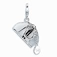 Sterling Silver 3-D Enameled Opening Hand Bag With Lobster Clasp Charm