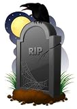 Gravestone with Crow and Moon - 24"H x 17"W - Peel and Stick Wall Decal by Wallmonkeys