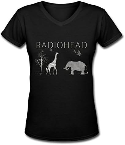 women's radiohead elephant andgiraffe poster V Neck T Shirt Black M