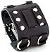 Nemesis #WB-K Wide Black Leather Tri Clasp Cuff Wrist Watch Band