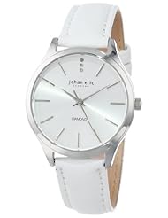 Johan Eric Womens JE2200-04-001 Herlev White Leather Watch with Diamond Accents