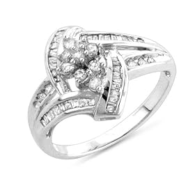 0.50 Carat Diamond 10k White Gold Ring Size-7