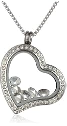 Charmed Lockets Heart Pendant with Swarovski Crystal Charms Necklace, 24"