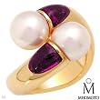Mikimoto! Luxurious Ring 2.00ctw Tourmalines and 8.5-9mm Akoya Pearls Made of 18K Gold