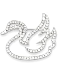 Sterling Silver Cz Swan Slide & Pin