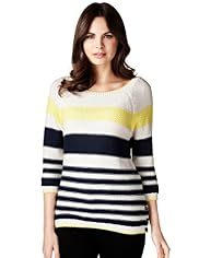 Per Una Pure Cotton Nautical Striped Knitted Jumper