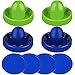 ONE250 Air Hockey Pushers and Blue Air Hockey Pucks, Goal Handles Paddles Replacement Accessories for Game Tables (4 Striker, 4 Puck Pack) (Blue & Green)