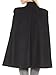 Persun Women Black Stand Collar Double Breasted Long Sleeve Cape Coat