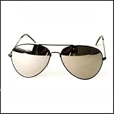 Gunmetal Frame Aviator Sunglasses with Mirror Lens
