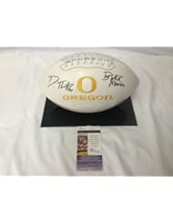 DEANTHONY THOMAS HAND SIGNED OREGON DUCKS FULL SIZE LOGO FOOTBALL JSA