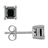 14K White Gold 1/2 ctw Black Diamond Solitaire Earrings