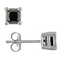 14K White Gold 1/2 ctw Black Diamond Solitaire Earrings