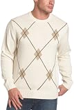 Geoffrey Beene Men's Mod Argyle Crewneck Sweater, Parchment, Large